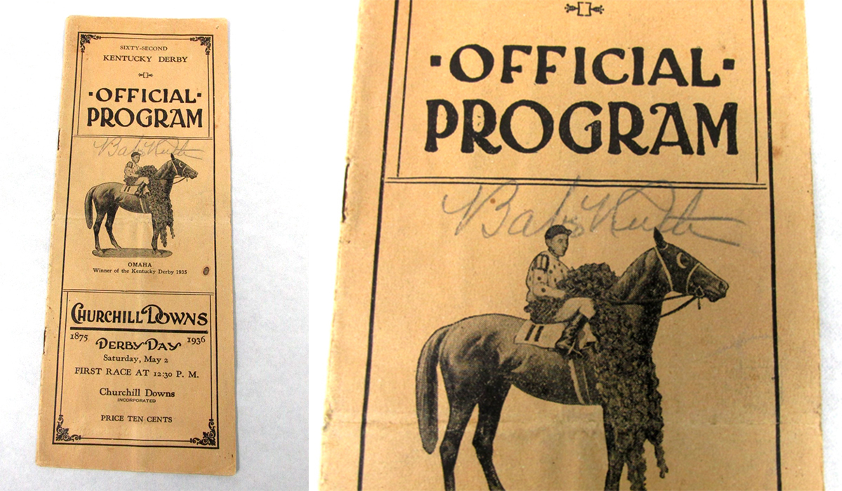 Babe Ruth signed 1936 Kentucky Derby program.