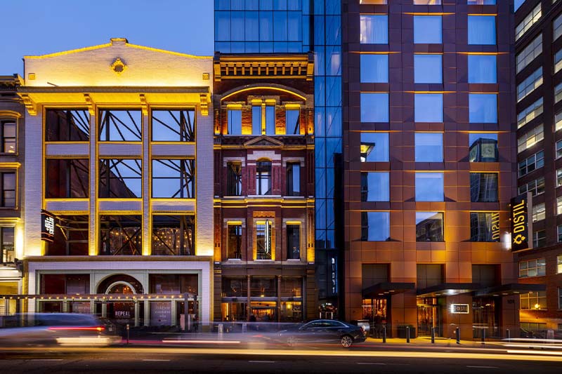 Hotel Distil and Repeak Steakhouse Building Fascades