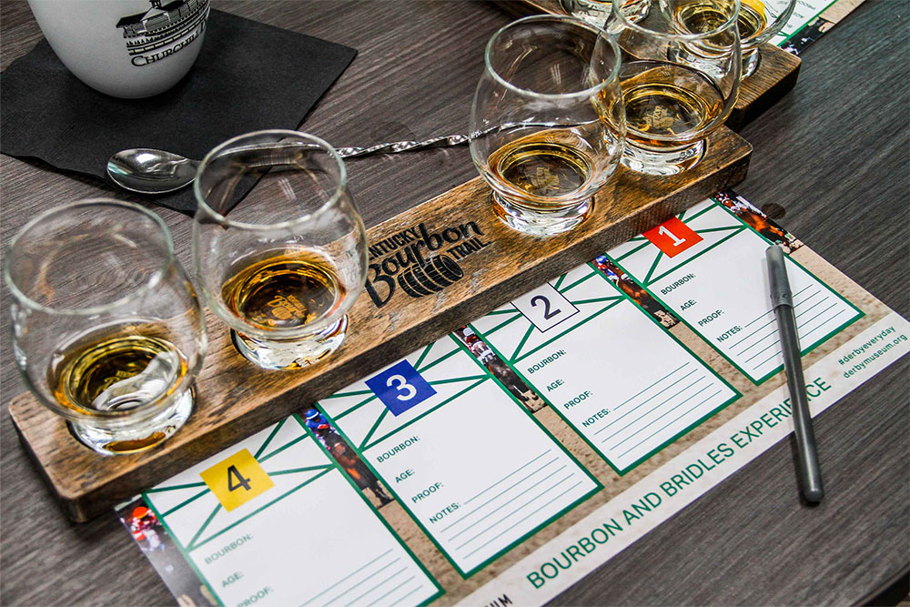 tasting mat with stave & glasses